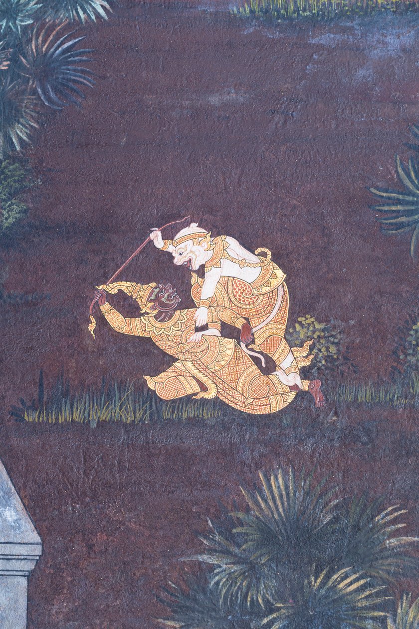 泰国曼谷大皇宫帕卡欧寺描绘《罗摩衍那》场景的壁画 作者 泰国学校