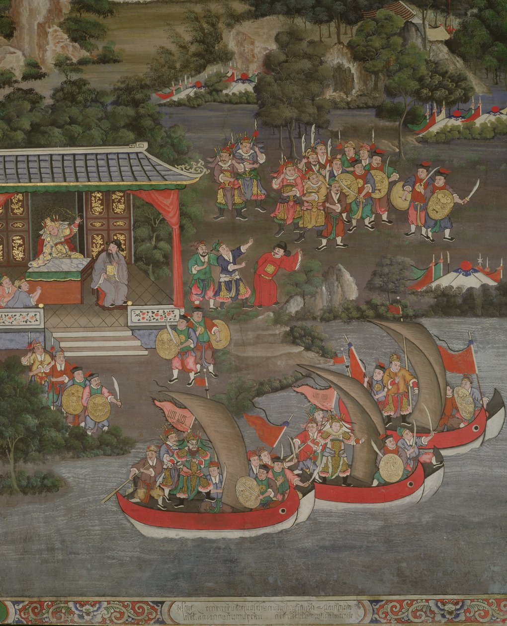 有中国影响的场景，Sala Geng，Wat Bowonniwet Vihara，曼谷 作者 泰国学校