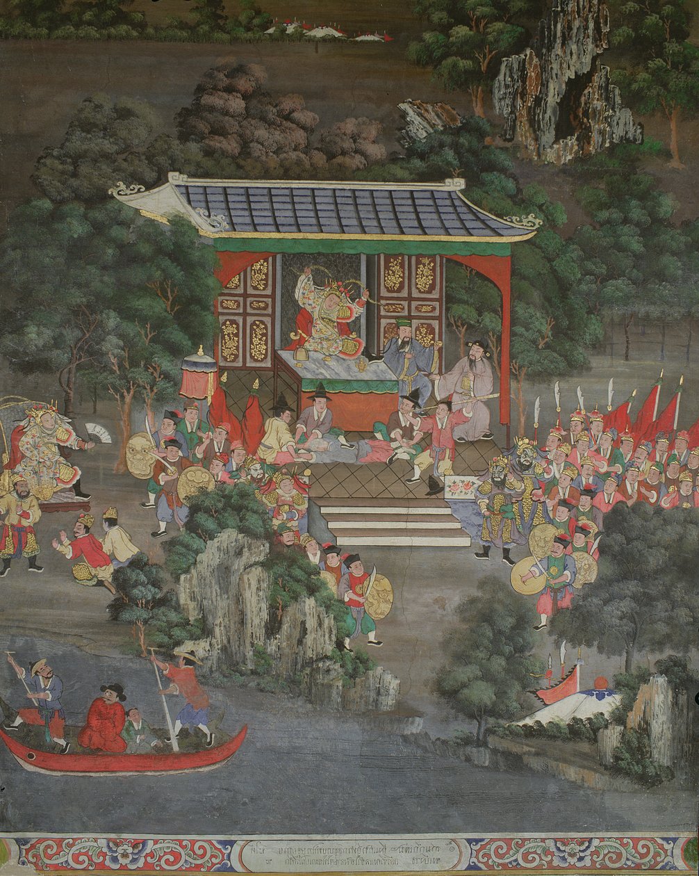 有中国影响的场景，Sala Geng，Wat Bowonniwet Vihara，曼谷 作者 泰国学校