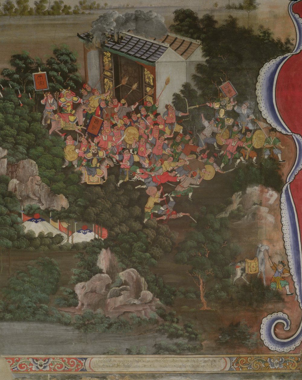有中国影响的场景，Sala Geng，Wat Bowonniwet Vihara，曼谷 作者 泰国学校