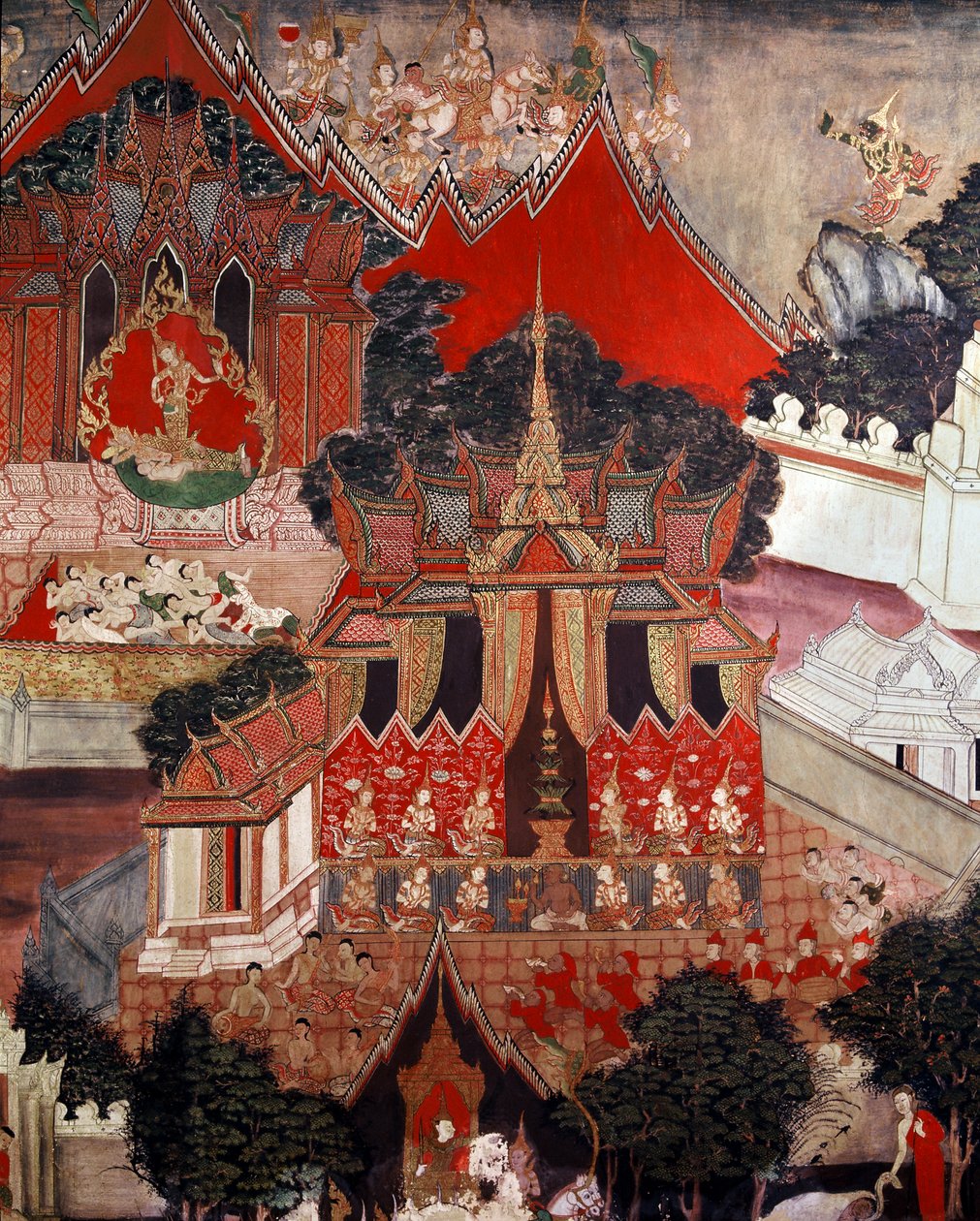 佛陀生活的场景，19世纪中叶（壁画） 作者 泰国学校