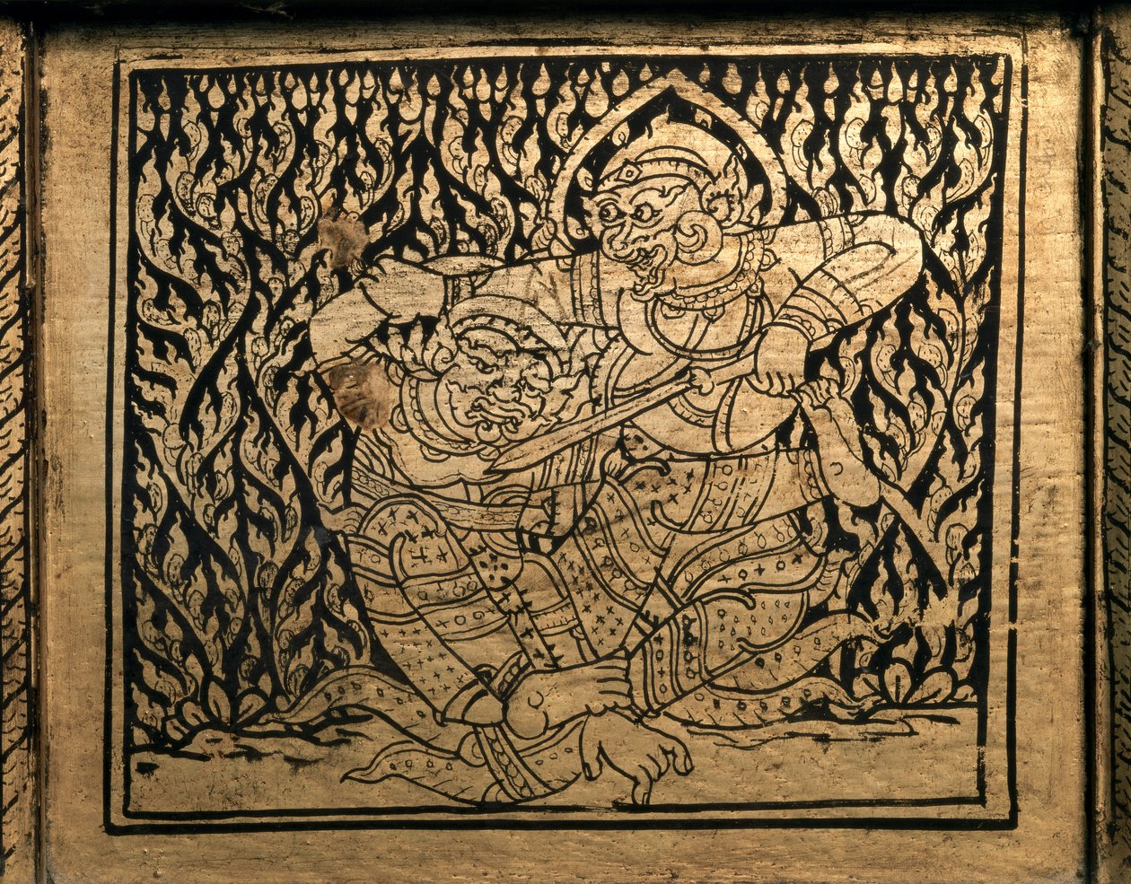 泰国艺术罗摩衍那》中的插曲。书柜，曼谷风格。 作者 泰国学校