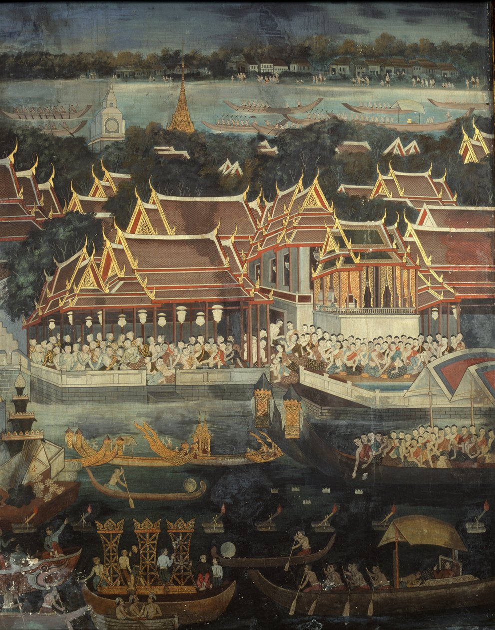 Loy Krathong节，1864年（壁画） 作者 泰国学校