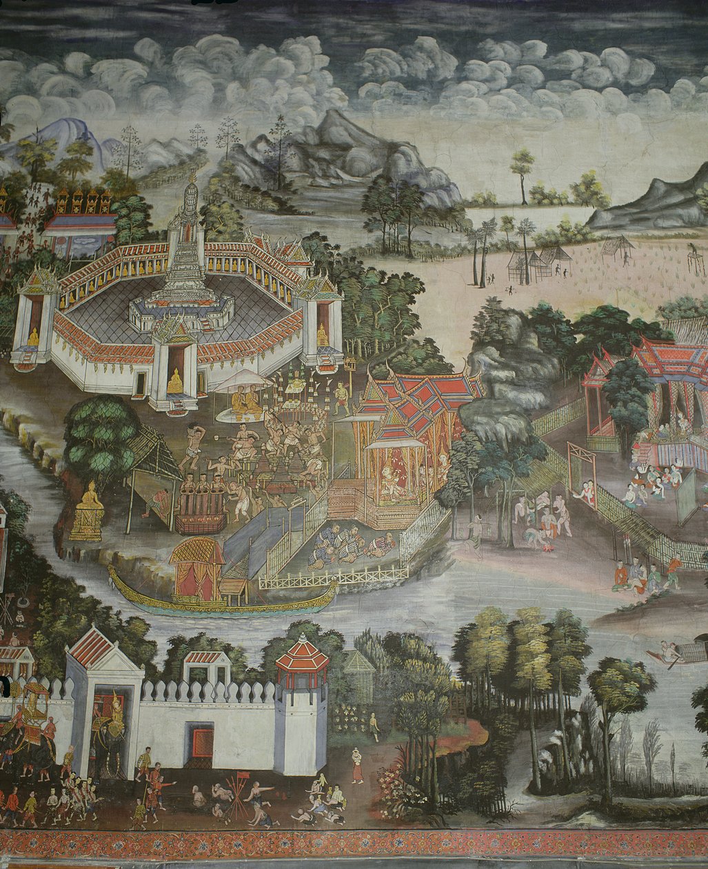 Phitsanulok镇和喷泉有菩萨的雕象，Wat Bowonniwet Vihara，曼谷 作者 泰国学校