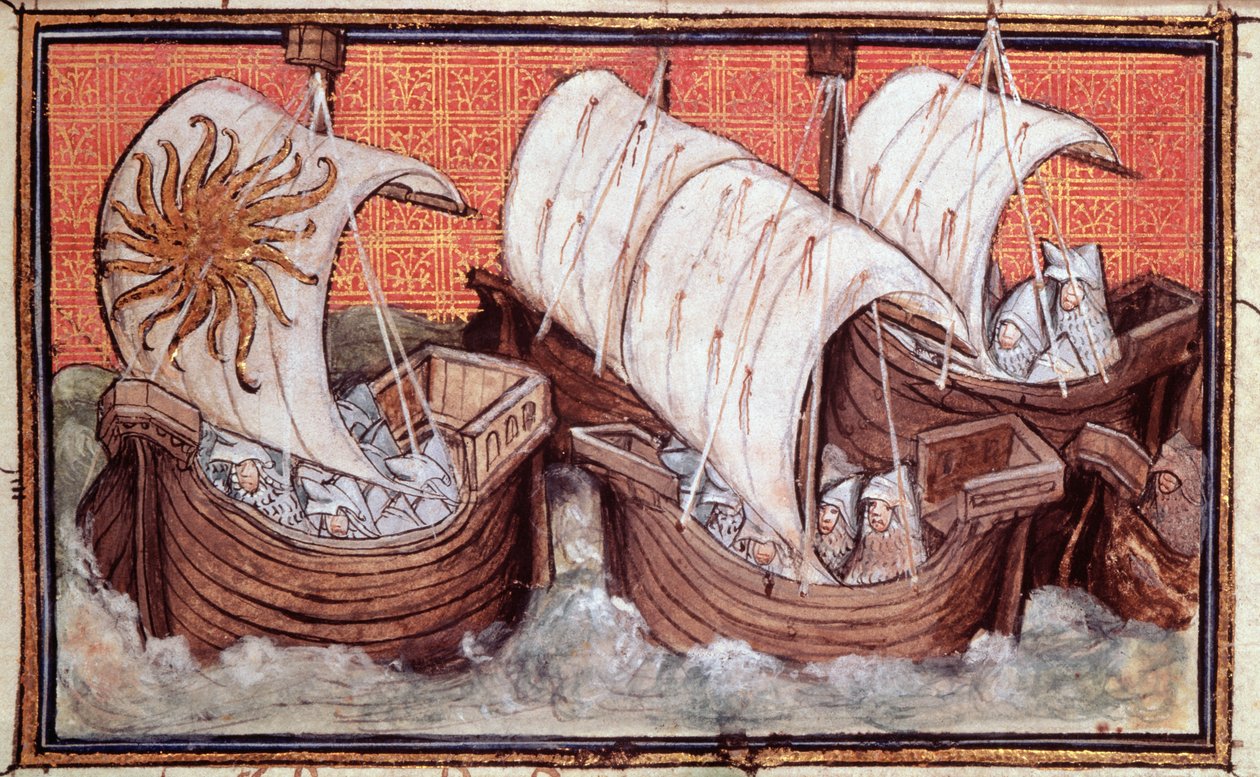 Harl 1319 f.18 理查德二世的舰队离开爱尔兰，Histoire du Roy d