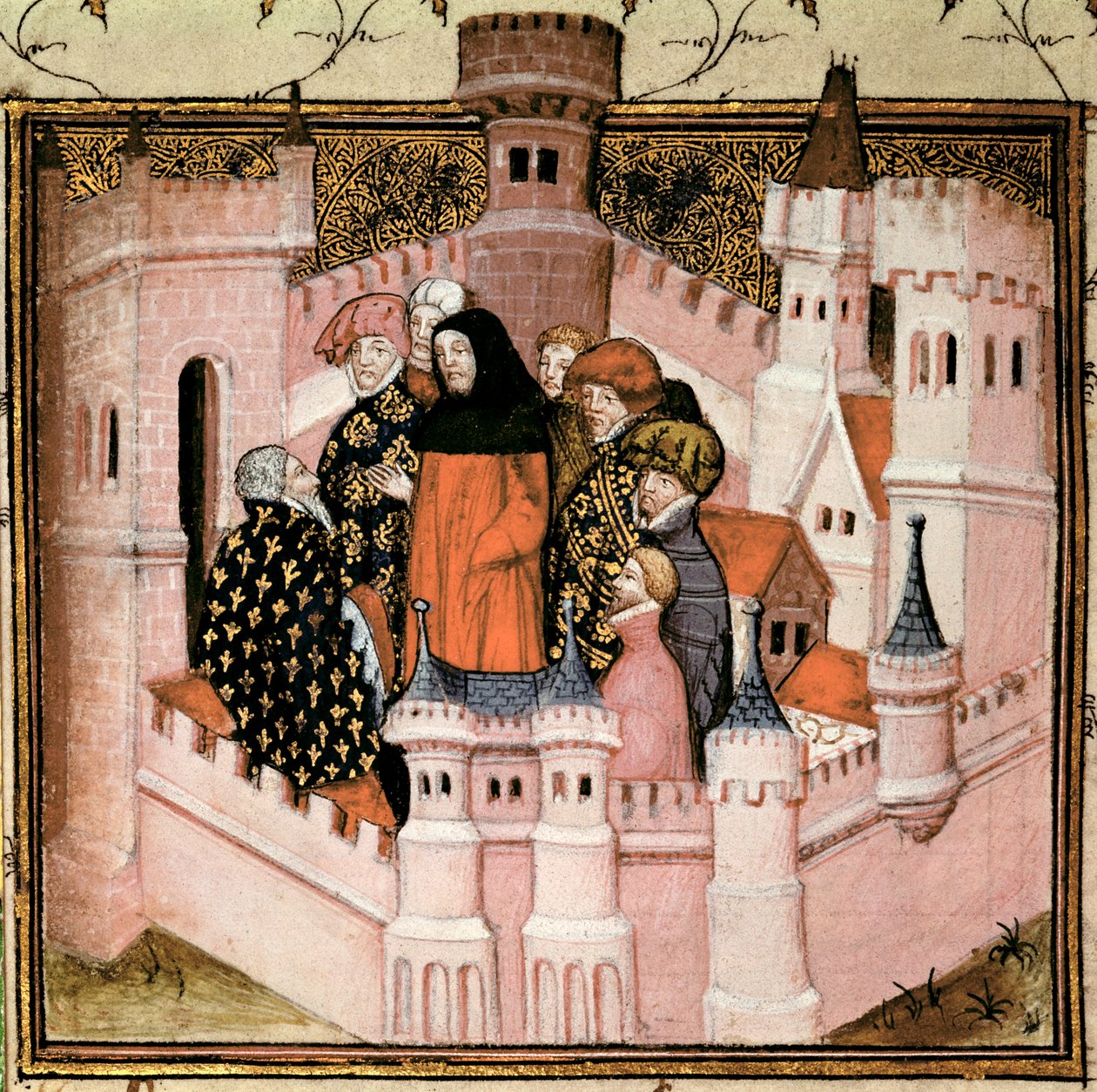 Harl 1319 f.37v 理查德二世在康威接见诺森伯兰伯爵，选自 "Histoire du Roy d