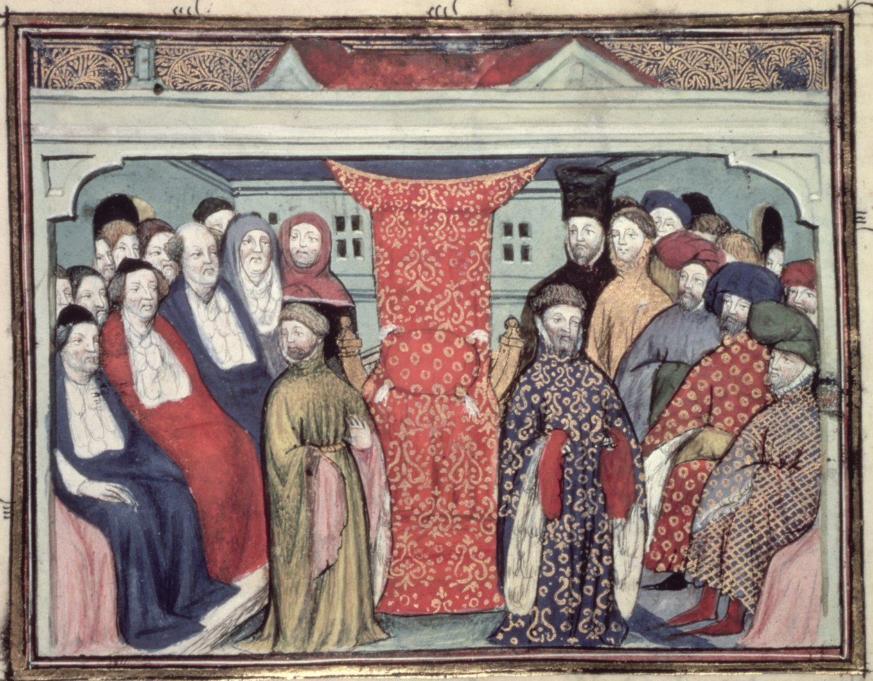 Harl 1319 f.57 威斯敏斯特议会废黜理查德二世，宣布兰开斯特公爵为国王亨利四世 作者 维吉尔大师