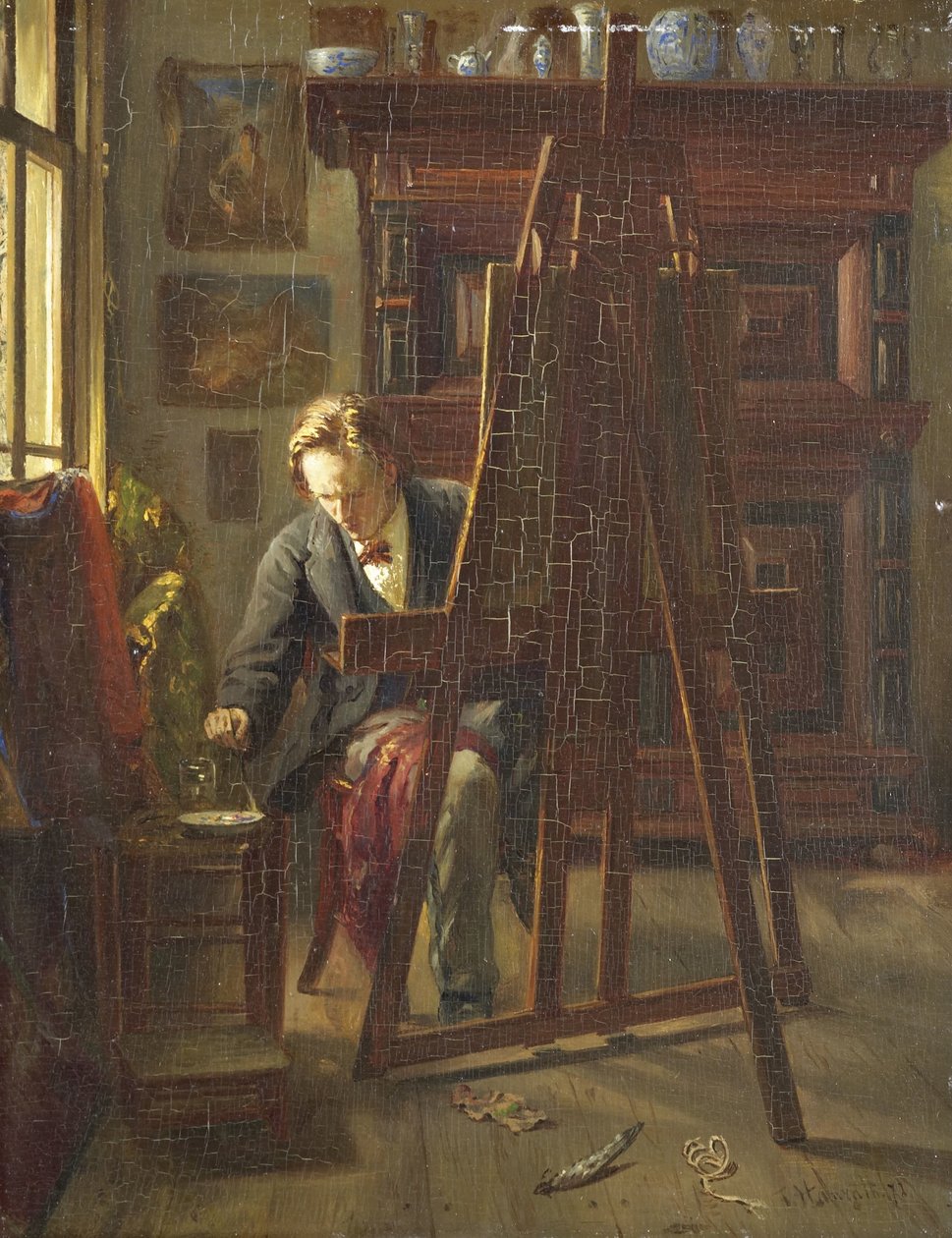 艺术家 George Jan Hendrik Poggenbeek 在他的工作室里 作者 西奥·汉拉斯