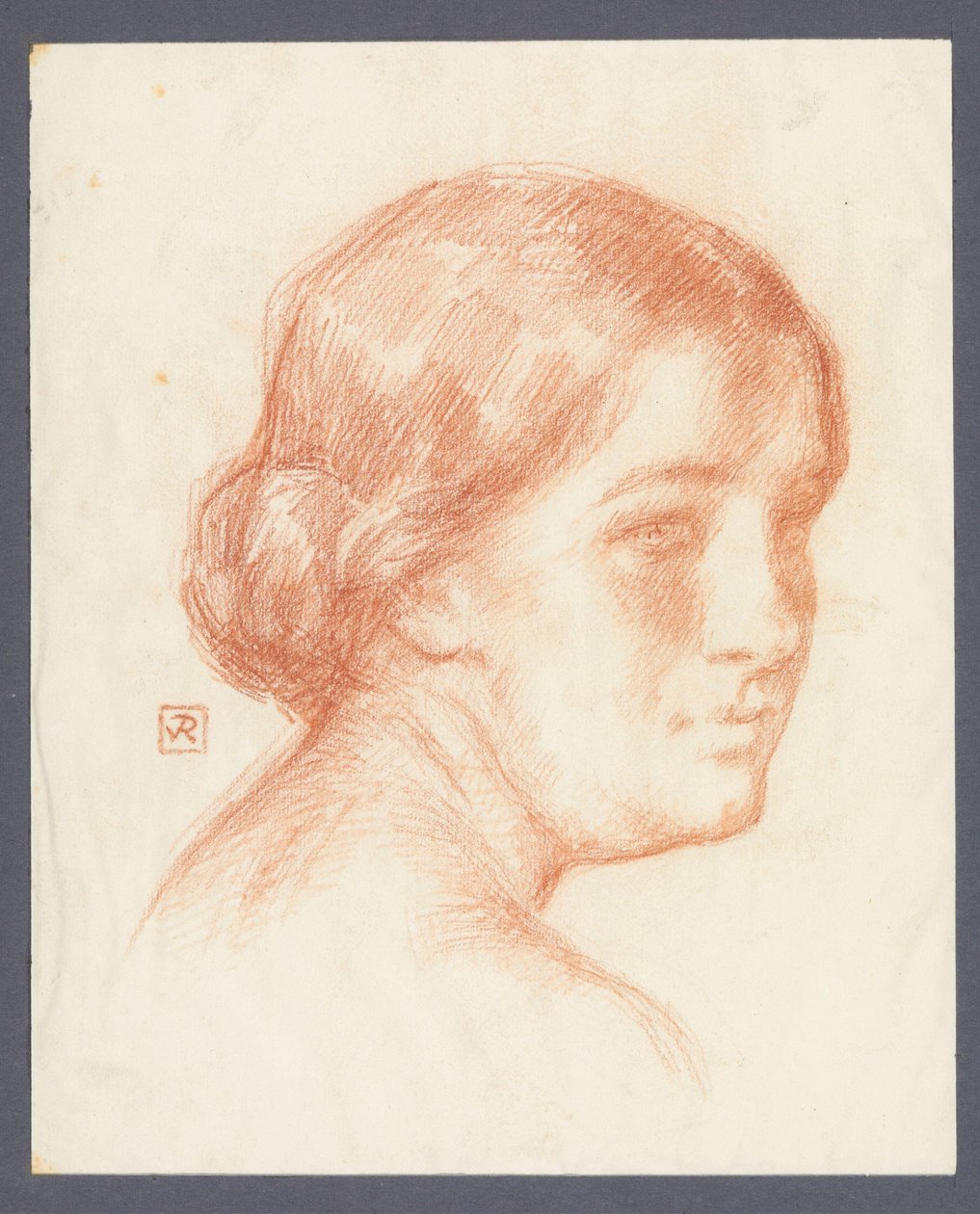 一个不知名的女人的肖像 作者 Theo Van Rysselberghe（艺术家签名）
