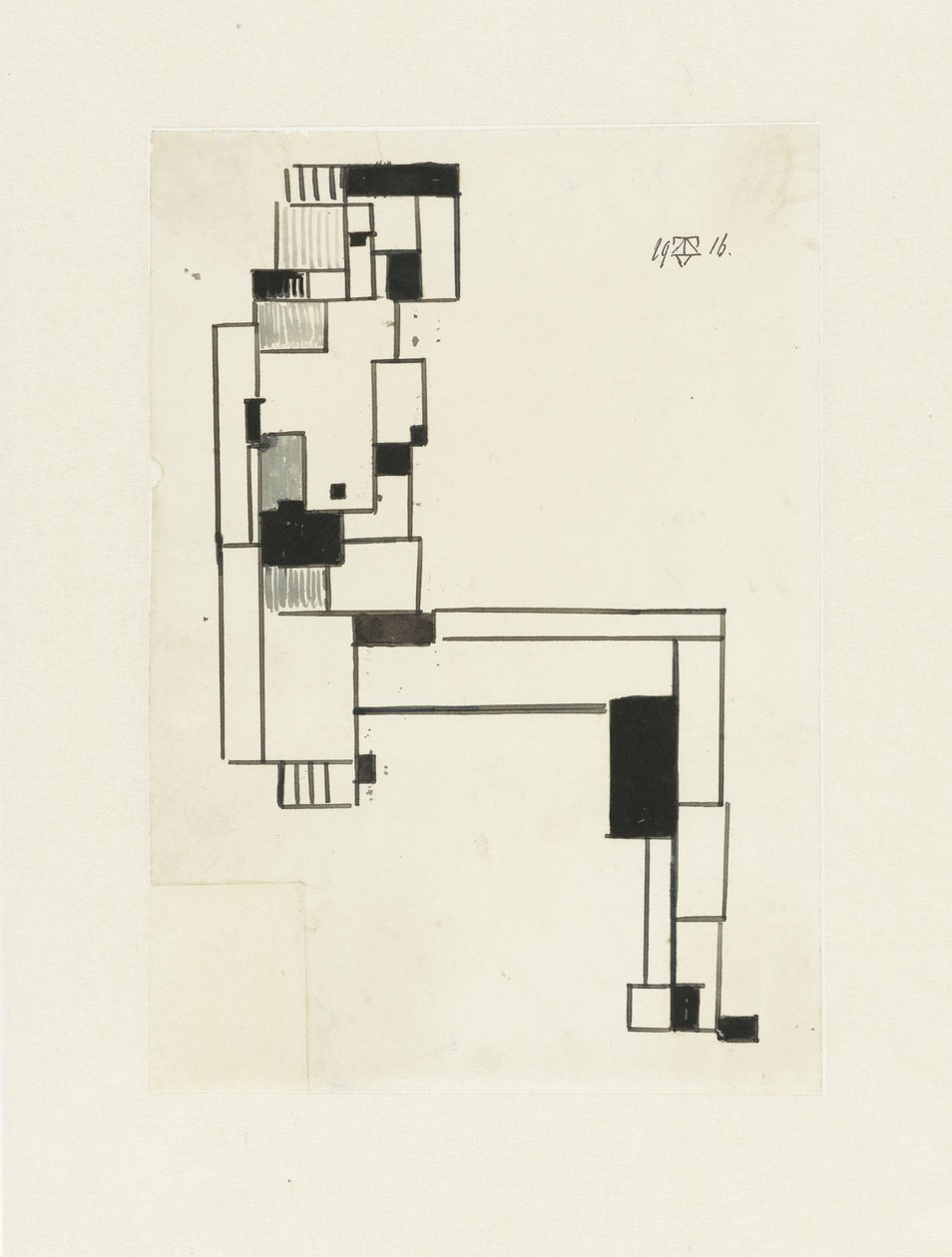 坐着的女性裸体，手放在头上
坐姿女性裸体 作者 Theo van Doesburg（艺术家签名）