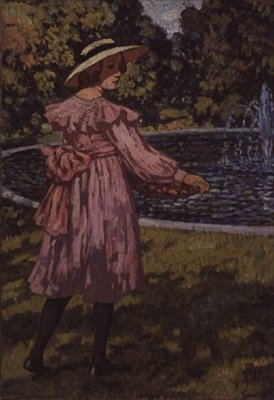 艺术家的女儿伊丽莎白的肖像，约1910年（布面油画）。 作者 范·雷塞尔伯格（Théovan Rysselberghe）