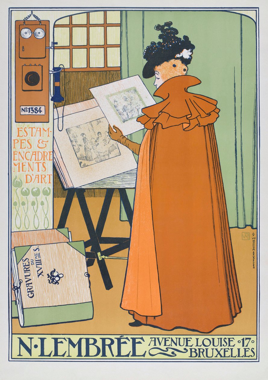 Poster advertising art shop, Brussels 作者 范·雷塞尔伯格（Théovan Rysselberghe）