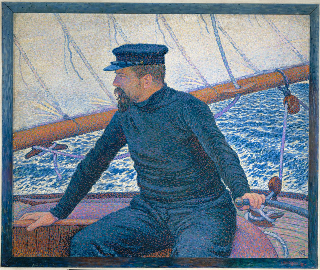 西涅克在帆船上（布面油画） 作者 范·雷塞尔伯格（Théovan Rysselberghe）