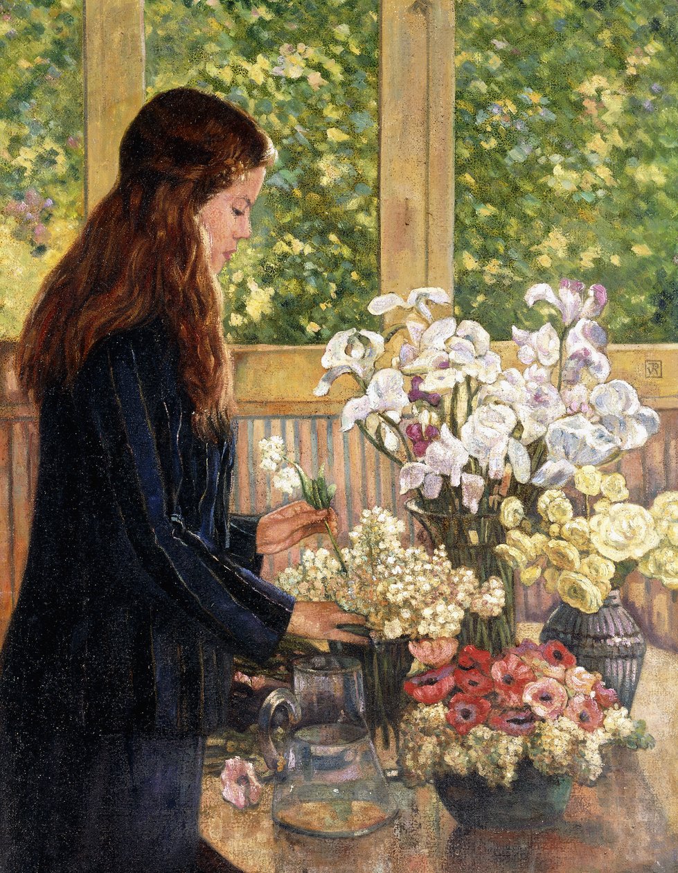 年轻的女孩，花瓶里的花， 作者 范·雷塞尔伯格（Théovan Rysselberghe）