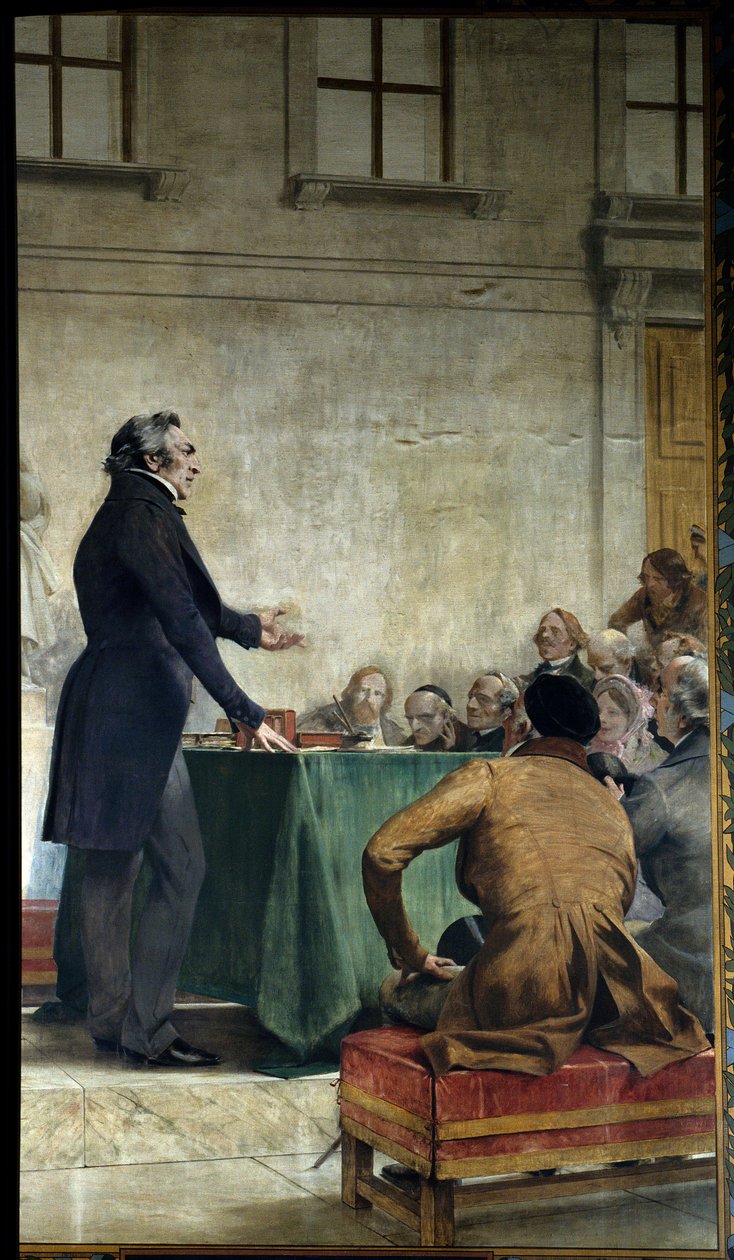 弗朗索瓦·阿拉戈（Francois Arago，1786-1853 年）在天文台的圆形剧场研究流行天文学。 Theobald Chartran (1849-1907) 的绘画。 巴黎，索邦大学 - 弗朗索瓦·阿拉戈（Francois Arago，1786-1853 年）在巴黎皇家天文台发表关于大众天文学的演讲。 作者 塞巴德·查特兰