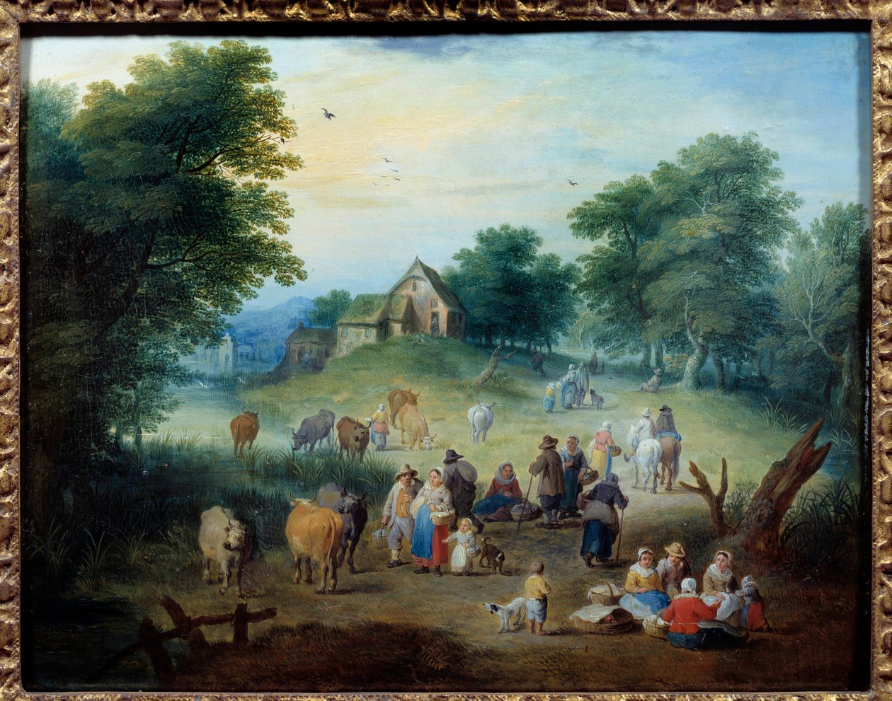 乡村场景。 Theobald Michau (1676-1765) 的绘画 作者 西奥博尔德·米考