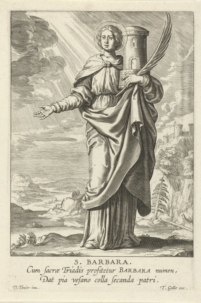 圣巴巴拉
S.圣芭芭拉（物品上的标题）
女圣徒（系列名称）
Speculum Illustratum Virginum（系列名称） 作者 西奥多·加勒