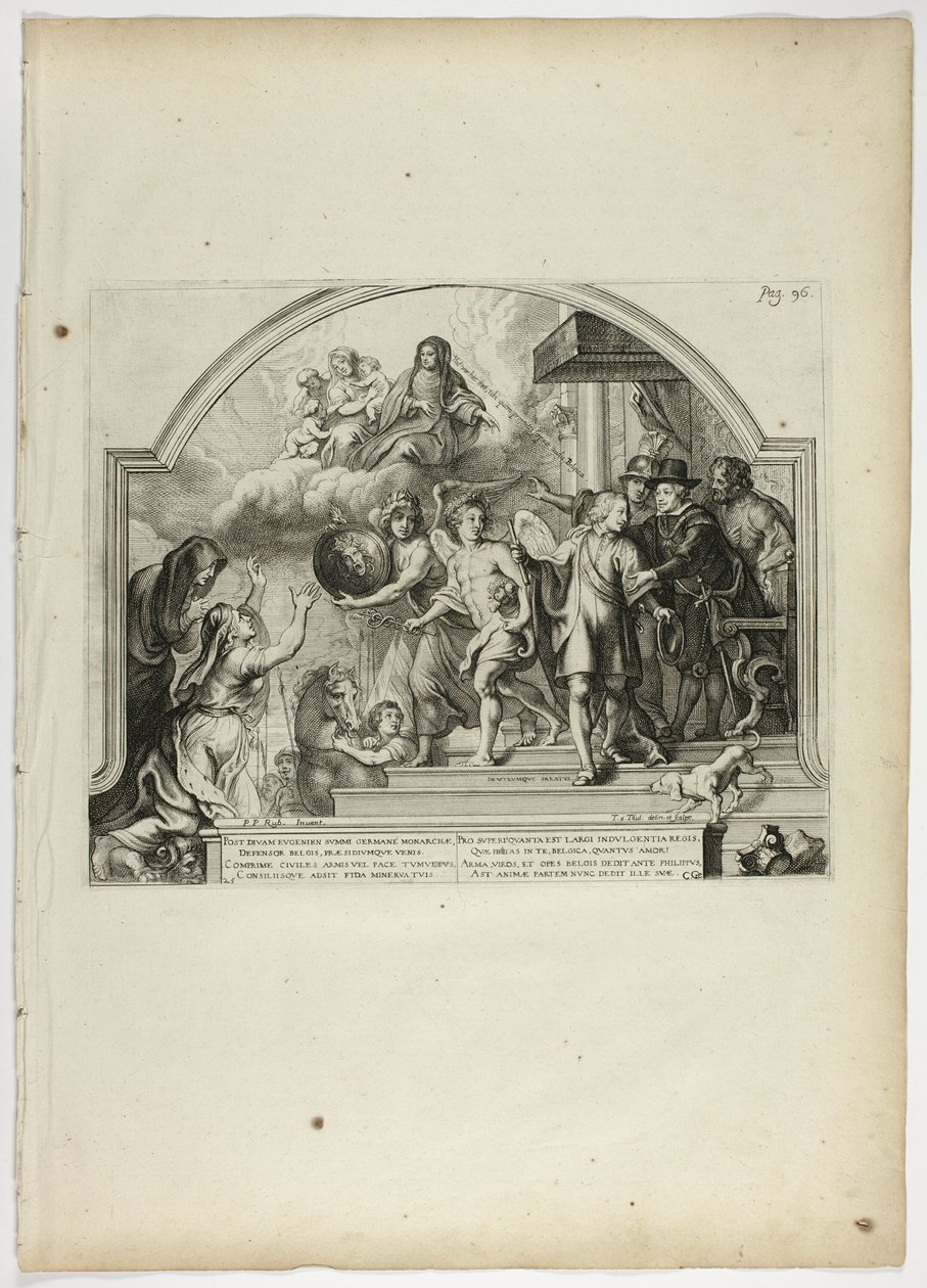 腓力四世任命费迪南德亲王为荷兰总督，图版 25，选自 Casperius Gevartius，Pompa Introitus Honori Serenissimi Principis Ferdinandi（最尊贵的红衣主教-因凡蒂尔-费迪南德的凯旋门）。 作者 西奥多·范图尔登
