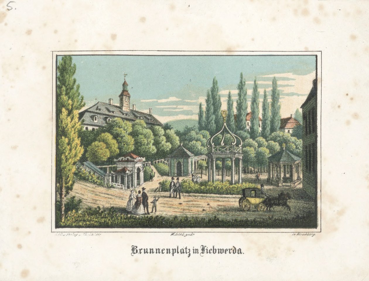Liebwerda的Brunnenplatz 作者 西奥多·萨克斯（Theodor Sachse）