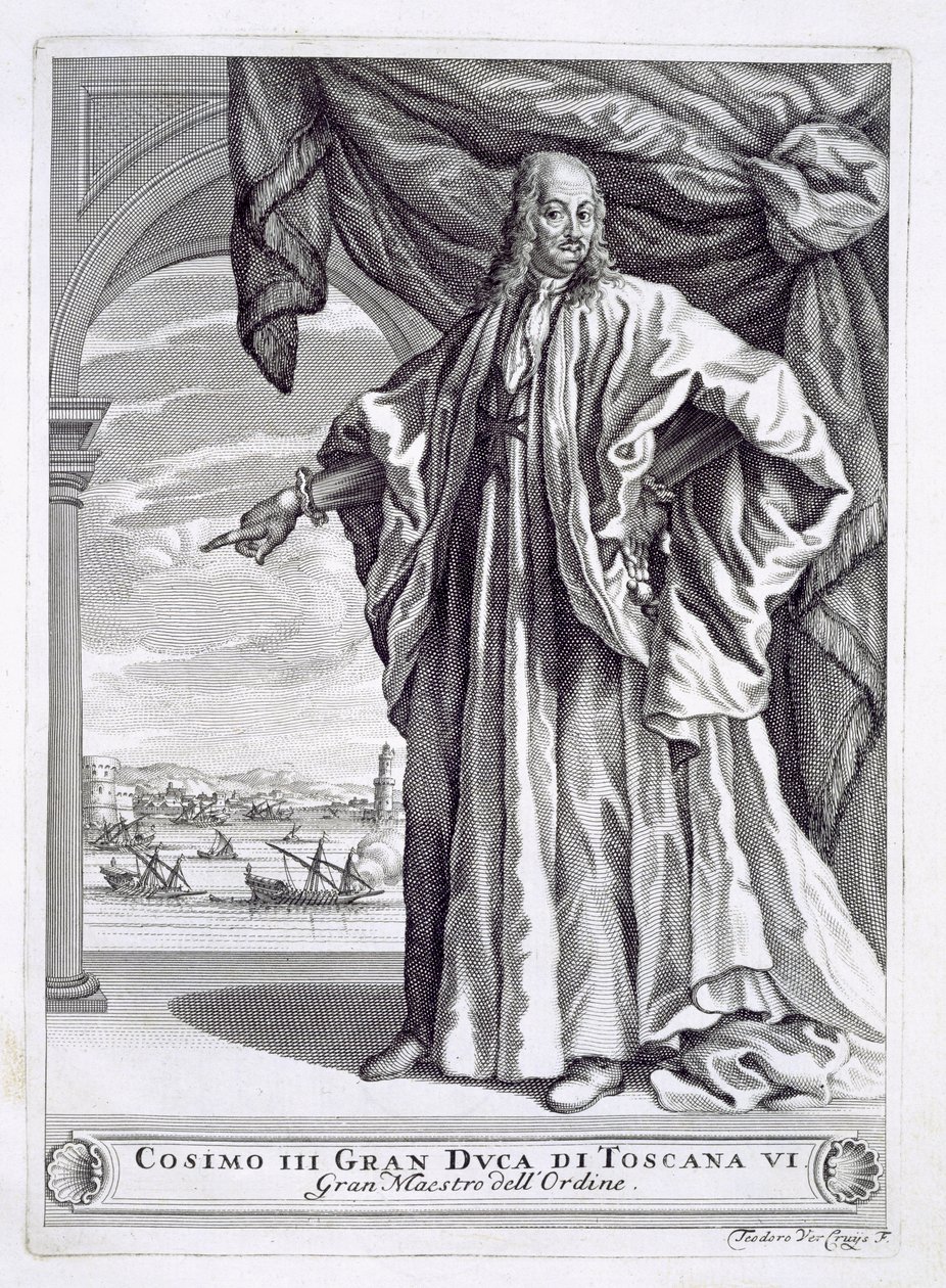 Cosimo III de Medici（1642-1723）的肖像，来自I Pregi della Toscana的主题，Fulvio Fontana，1701年出版 作者 西奥多·韦克鲁伊斯