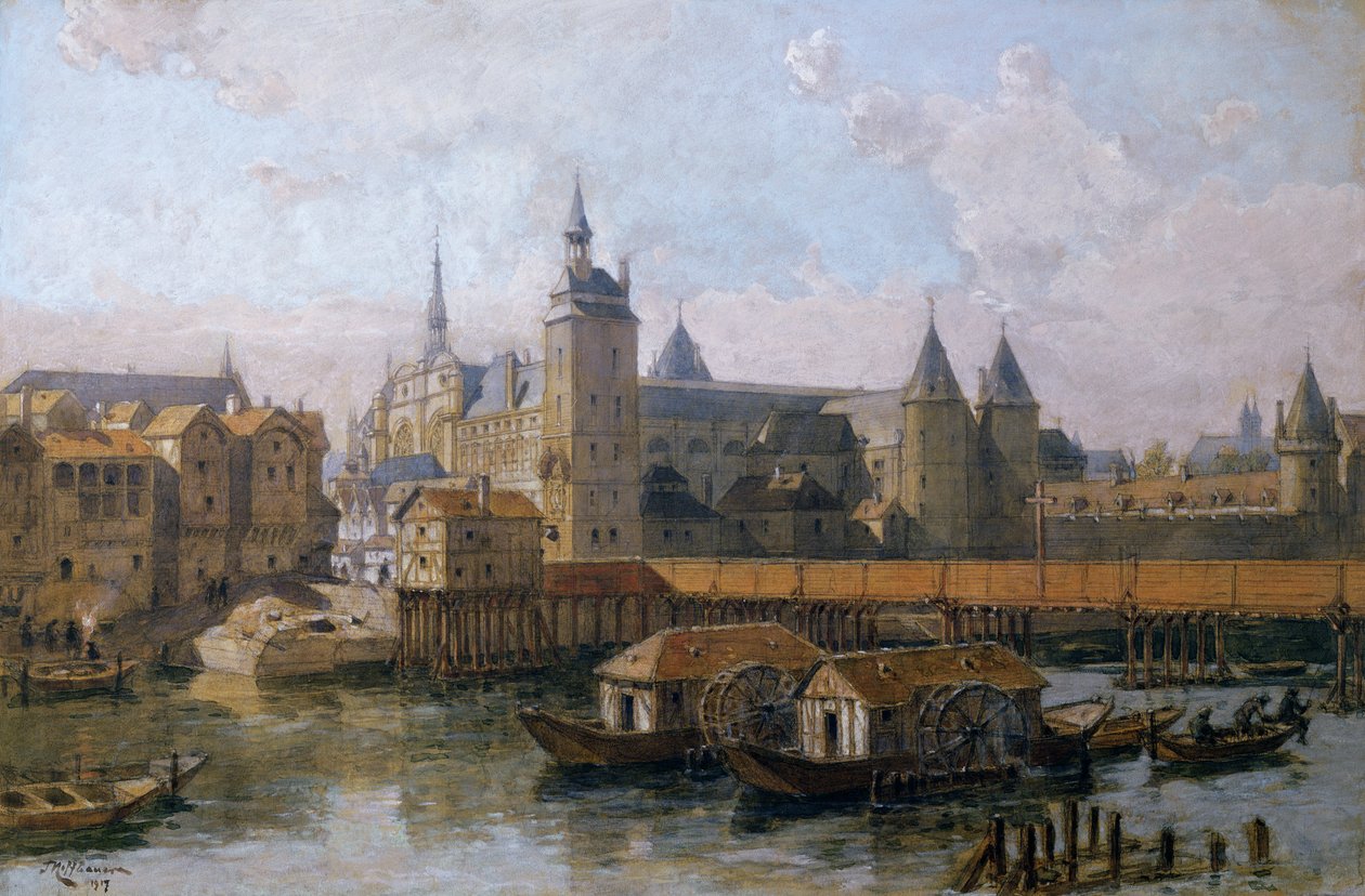 1917年16世纪的Ile de la Cite和Palais de Justice（原皇宫） 作者 西奥多·约瑟夫·休伯特·霍夫鲍尔