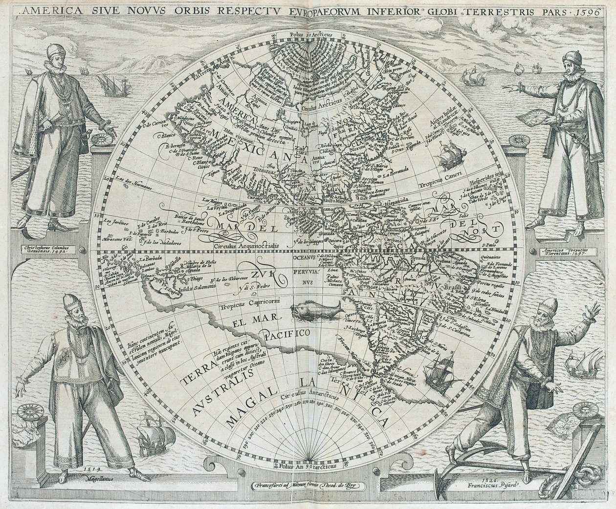 美洲地图，1590-1601年 作者 西奥多·德·布赖