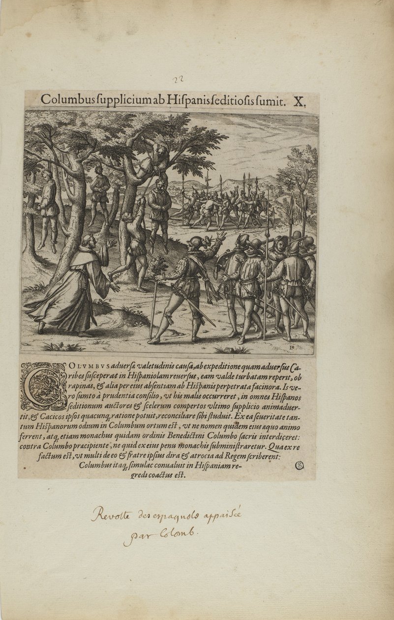 Columbus Supplicium ab Hispanis Seditiosis Sumit.X. （摘自《美洲》一书，第四部分） 作者 西奥多·德·布赖