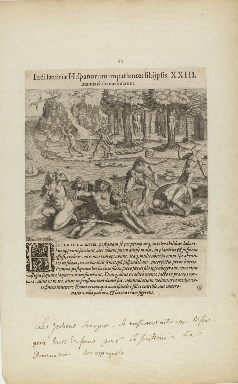 Indisaeuitiae Hispanorum Impatientes Sibi Psis/Manus Violentas Inserunt.XXIII.(摘自《美洲》一书，第四部分） 作者 西奥多·德·布赖