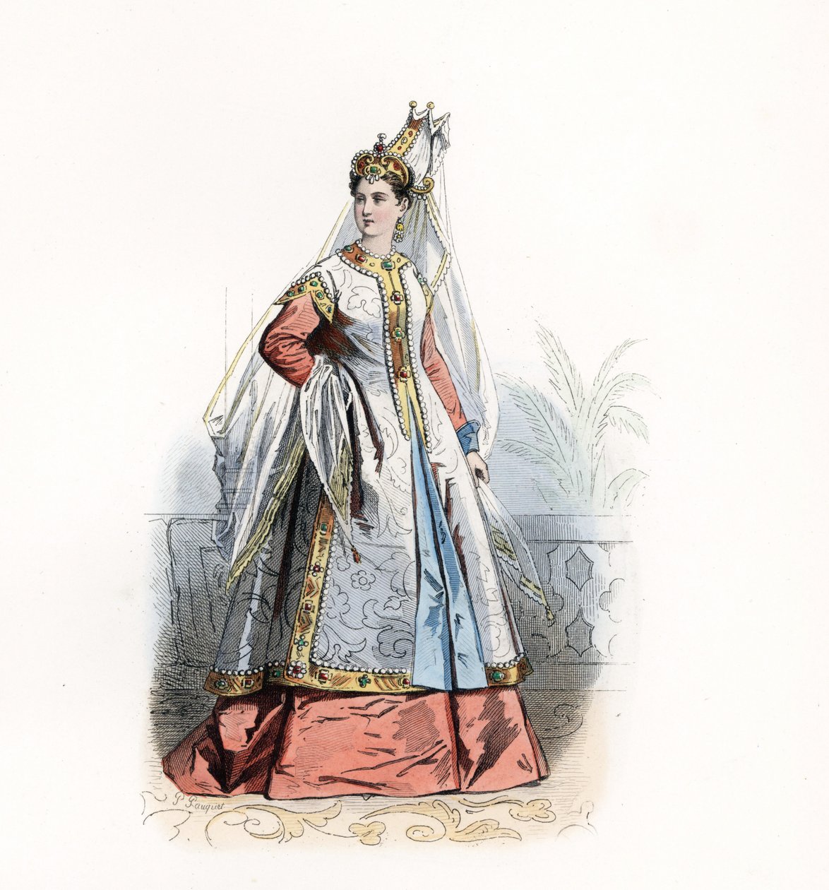 Roxelane 或 Russelazie，或 Hurrem（原姓 Anastasia Lisovska，约 1500-1558 年），索利曼一世大帝 (1494-1566) 的奴隶和妻子 - Roxelana，苏丹苏莱曼大帝的妻子，以西奥多·德·布赖 (Theodore de Bry) 命名 作者 西奥多·德·布赖