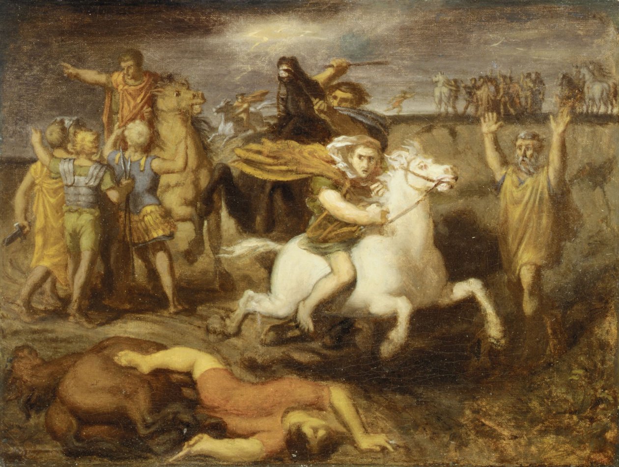 背叛罗马起因的高卢Littavicus逃到Gergovie支持Vercingetorix，c.1838-40 作者 蒂奥多·切塞留
