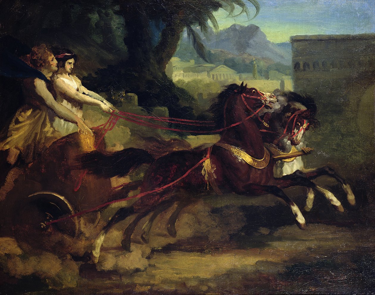 古代战车比赛，由卡尔韦尔内画 作者 西奥多·杰里科（Theodore Gericault）