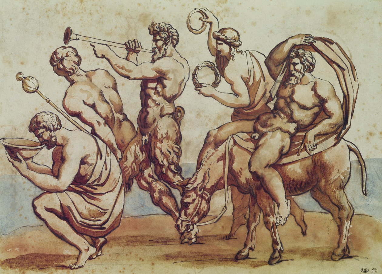 Bacchanal（笔墨水和棕色水洗纸） 作者 西奥多·杰里科（Theodore Gericault）