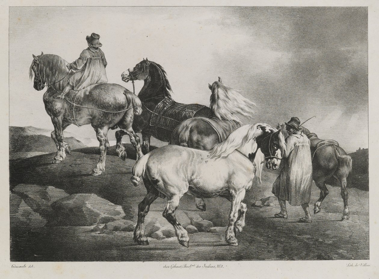 马被带到展览会，1822年 作者 西奥多·杰里科（Theodore Gericault）