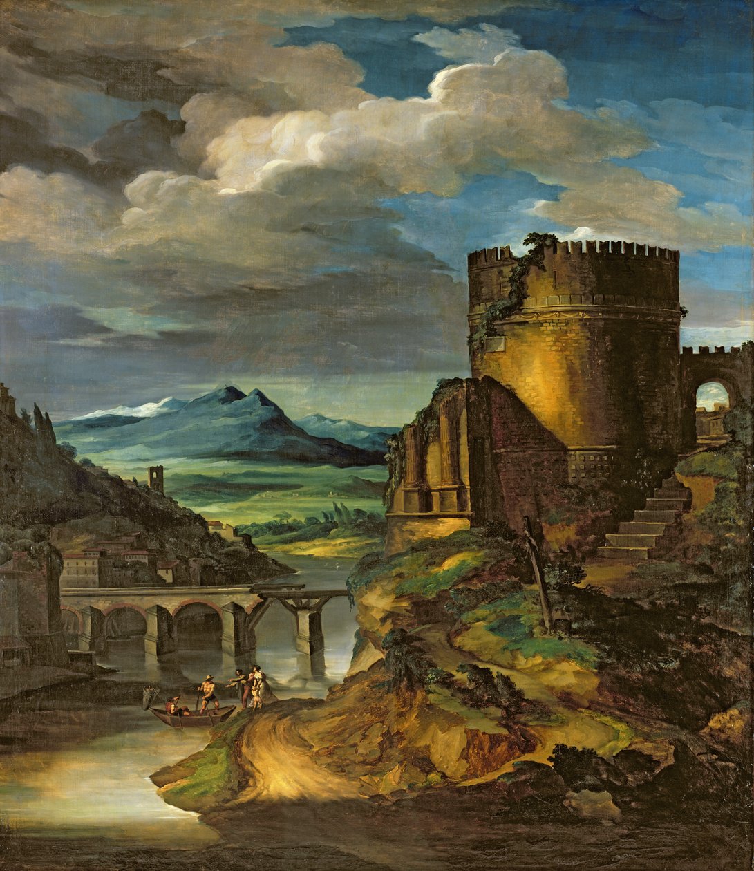 意大利风景或，与坟墓的风景 作者 西奥多·杰里科（Theodore Gericault）