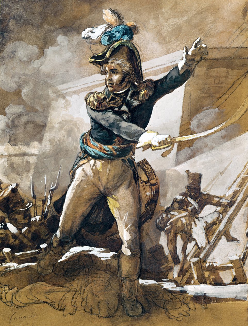 Jean Baptiste Kleber（1753-1800）于1799年在St. Jean d&39;Acre，1818-19（石墨，钢笔墨水，水粉和纸上写字） 作者 西奥多·杰里科（Theodore Gericault）
