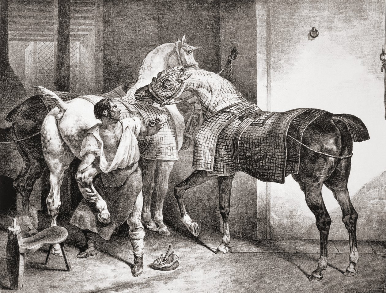 The Farrier，来自Etudes de Cheveaux，1822年 作者 西奥多·杰里科（Theodore Gericault）