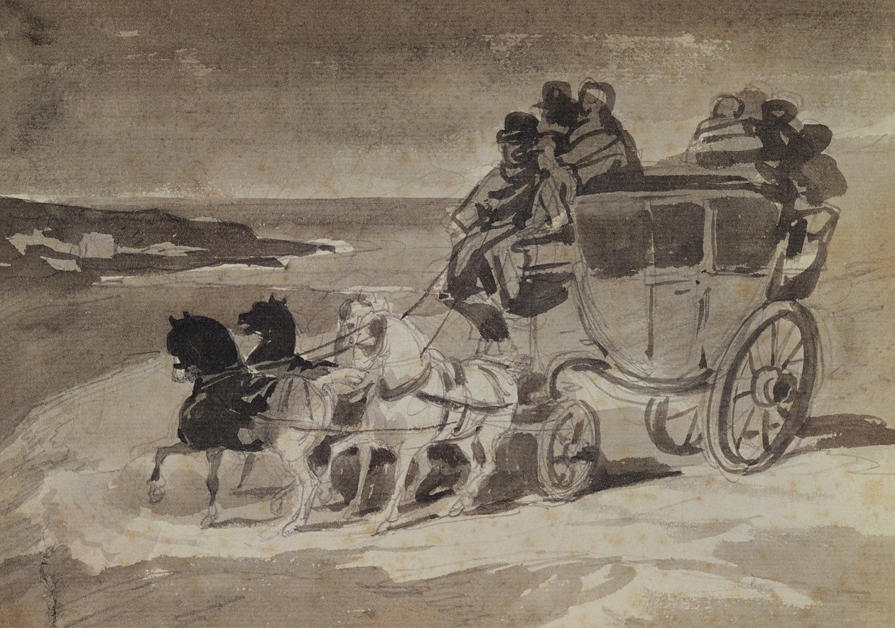 Stagecoach（铅笔和纸上的wc） 作者 西奥多·杰里科（Theodore Gericault）