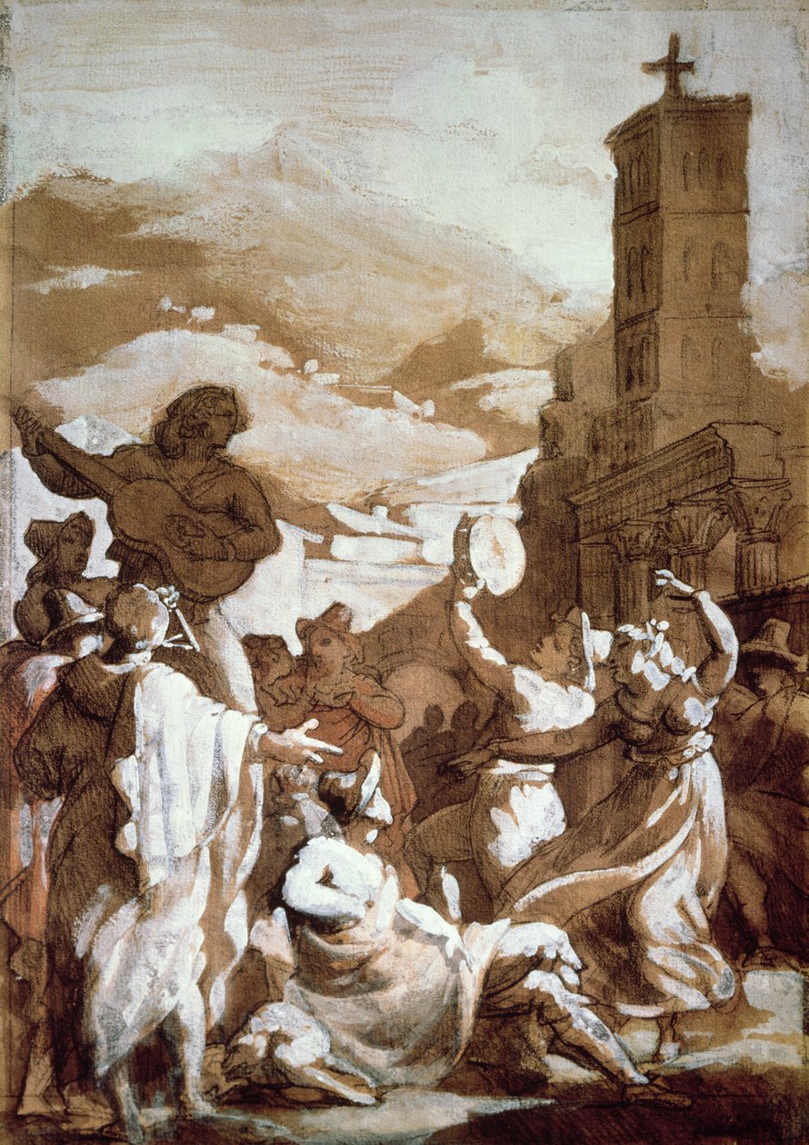 Tarantella（笔和墨水在纸上洗） 作者 西奥多·杰里科（Theodore Gericault）