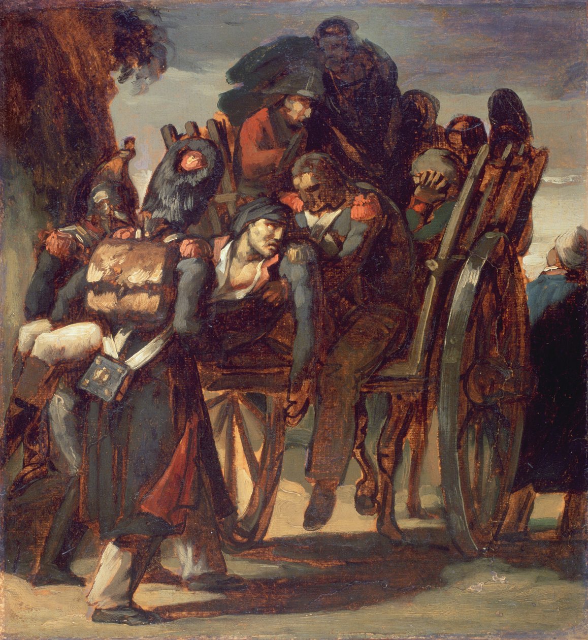 购物车中的受伤士兵，1814-17（画布上的油纸） 作者 西奥多·杰里科（Theodore Gericault）