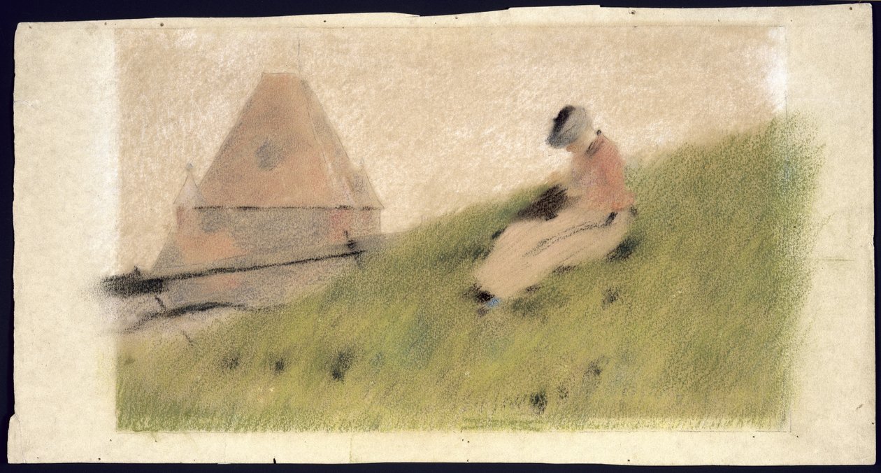 在悬崖上，c.1887（粉彩和粉笔在纸上） 作者 西奥多·罗宾逊