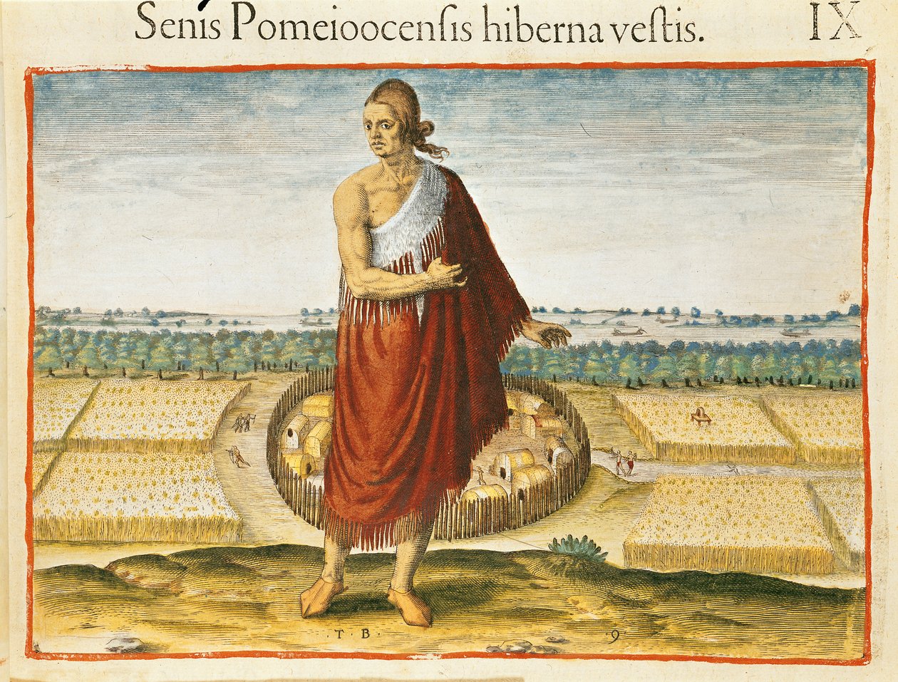 Pomeiooc长老在冬季服装，从平凡的故事”，由西奥多·德百瑞公布 作者 西奥多·德布瑞