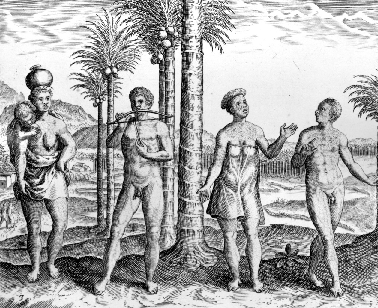 Caffre People，来自&39;India Orientalis&39;的插图，出版于1598年 作者 西奥多·德布瑞