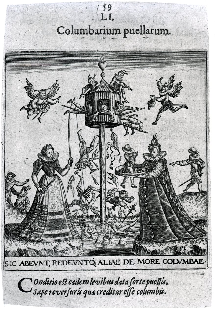 骨灰龛从女孩的人或世俗的国徽由前台，”西奥多·德百瑞，1627 作者 西奥多·德布瑞