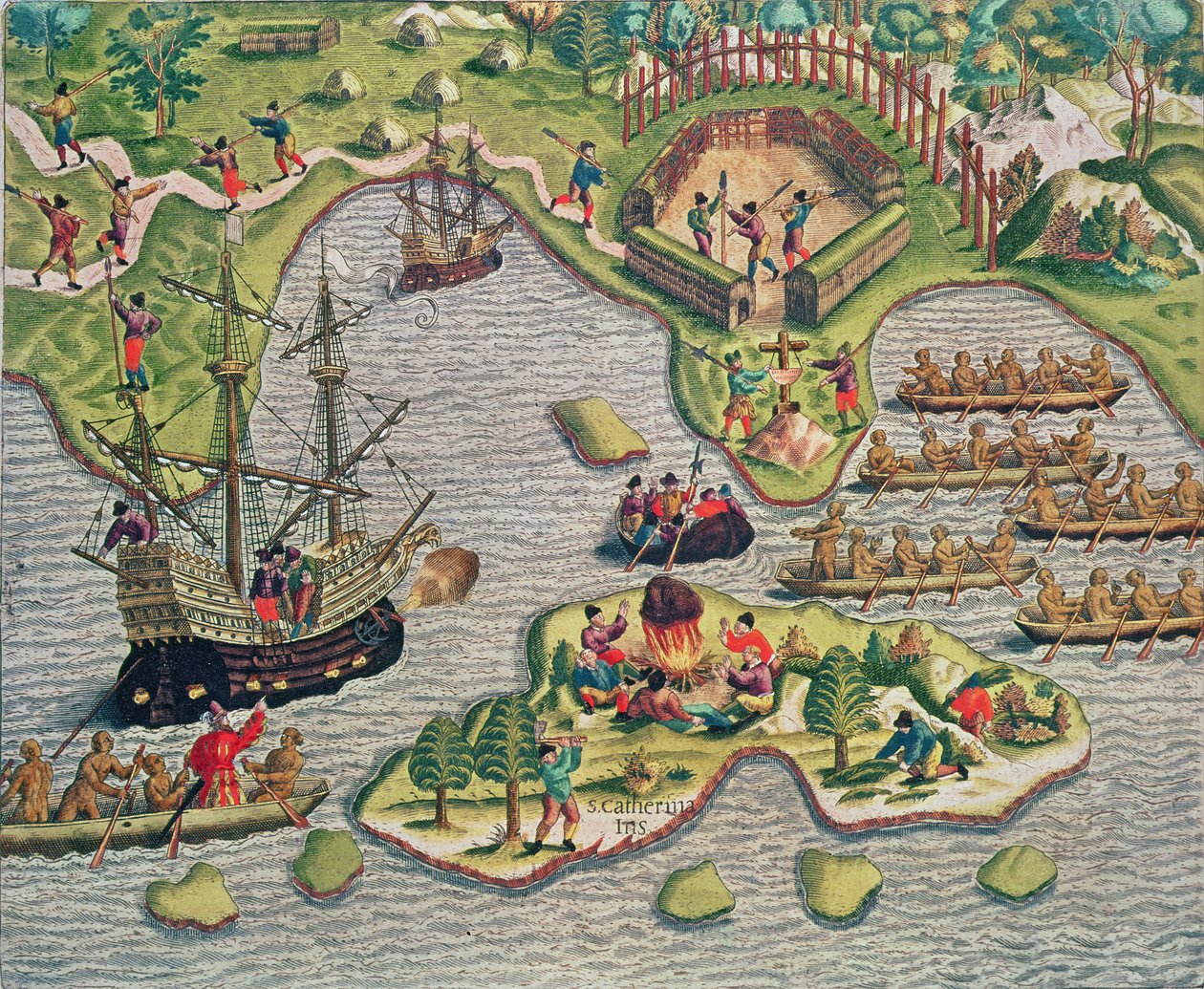 1562年，在&39;Americae Tertia Pars ...&39;中发现了一个十字架之间的十字架 作者 西奥多·德布瑞
