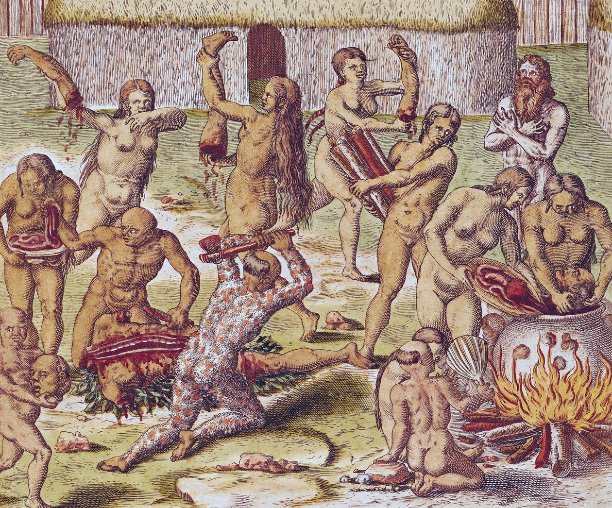 从&39;Americae Tertia Pars ..&39;中分辨和烹饪敌人，1562年 作者 西奥多·德布瑞