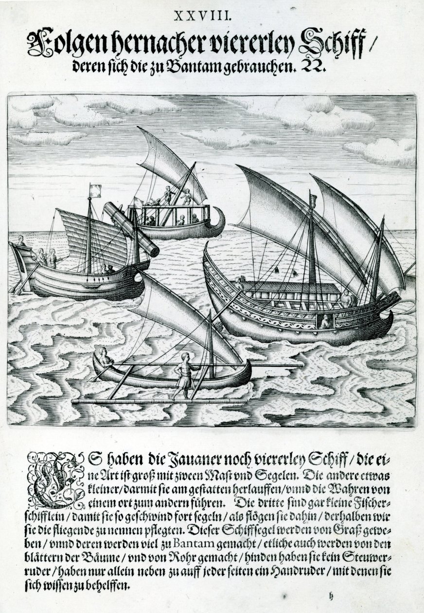 来自&39;India Orientalis&39;的四艘帆船，1598年 作者 西奥多·德布瑞
