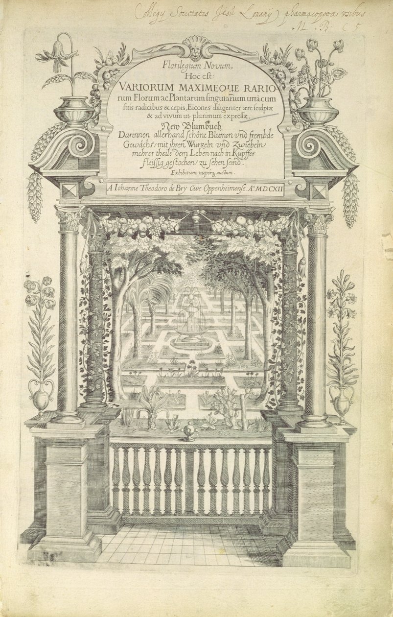 &39;Florilegium&39;的标题页，1612年出版 作者 西奥多·德布瑞