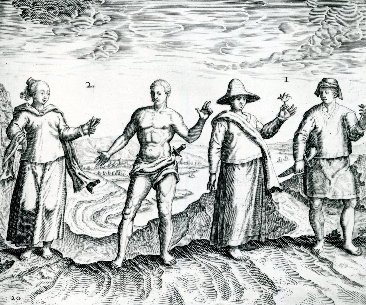 来自&39;India Orientalis&39;的两男两女，1598年 作者 西奥多·德布瑞