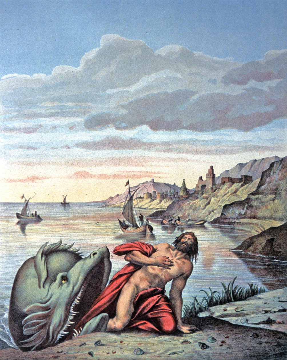 乔纳斯从鲸鱼肚子里出来，19 世纪中叶（插图） 作者 西奥多（之后）阿姆斯特