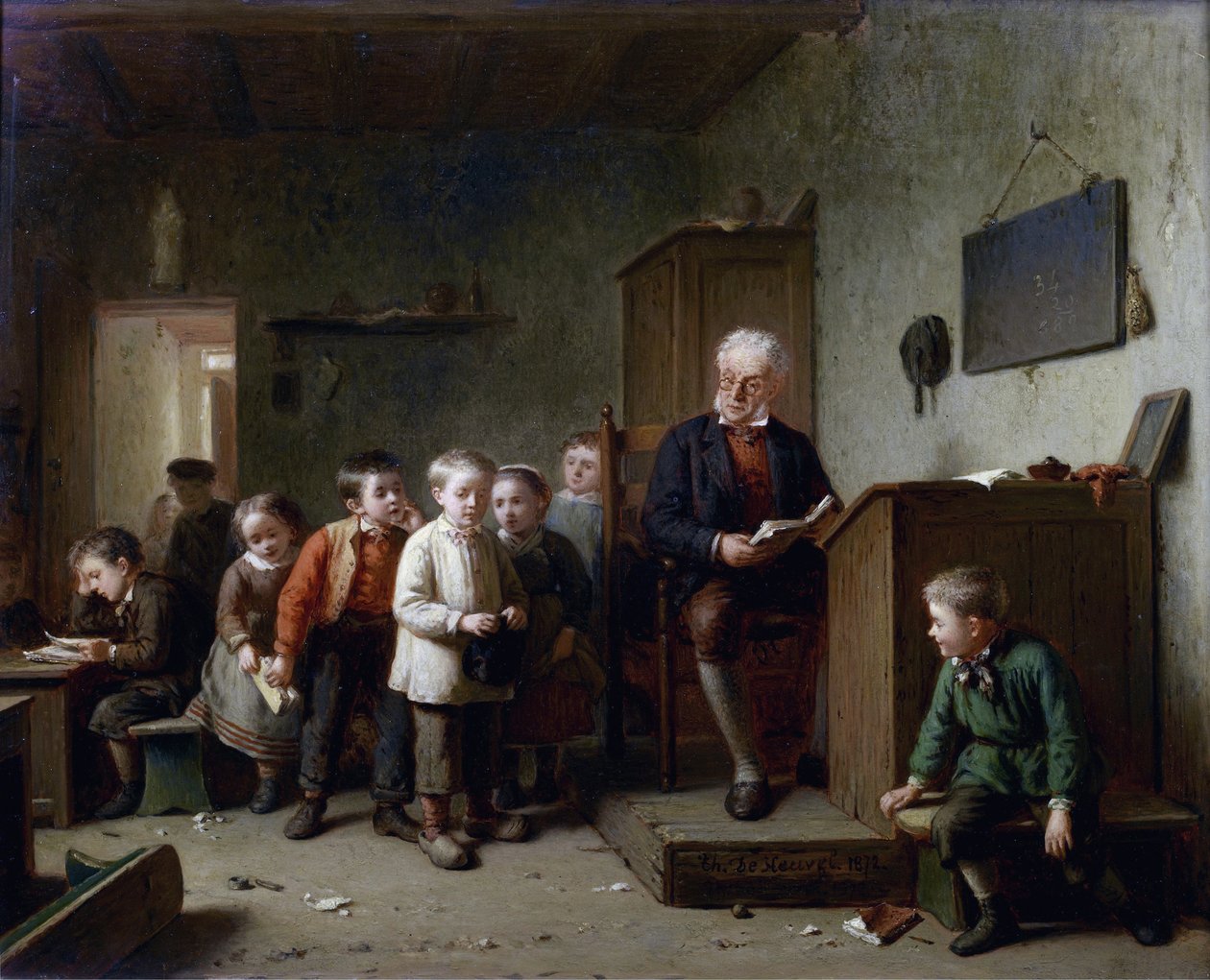 La salle de classe - 教室 - 希尔，西奥多-伯纳德-德（1817-1906） - 1872 - 木板油画 - 37x44.5 - 私人收藏 作者 西奥多·伯纳德·德赫维尔